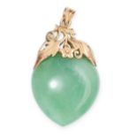 NO RESERVE - A VINTAGE JADEITE JADE PENDANT in yellow gold, set with a polished jadeite jade, the...