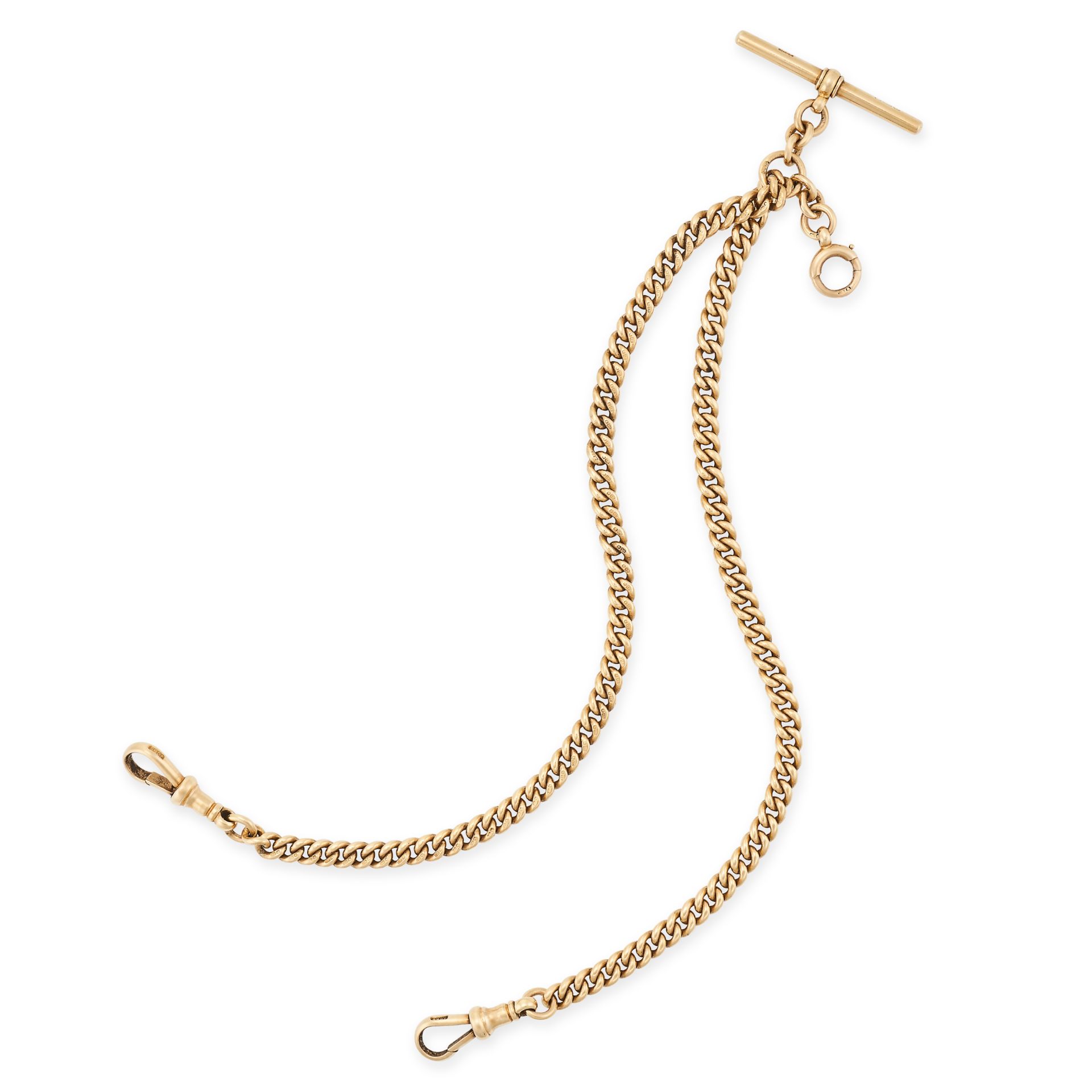 NO RESERVE - AN ANTIQUE ALBERT CHAIN NECKLACE in 18ct yellow gold, comprising a row of curb links...