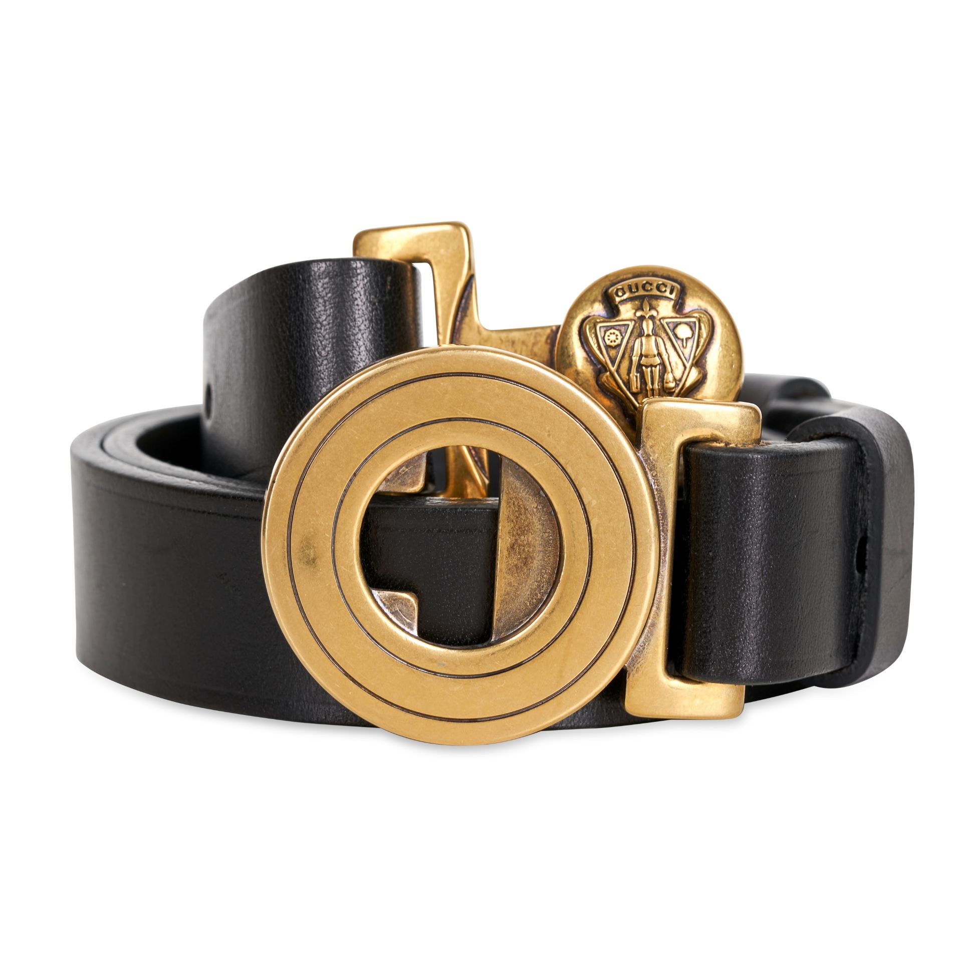 GUCCI, A BLACK LEATHER BELT