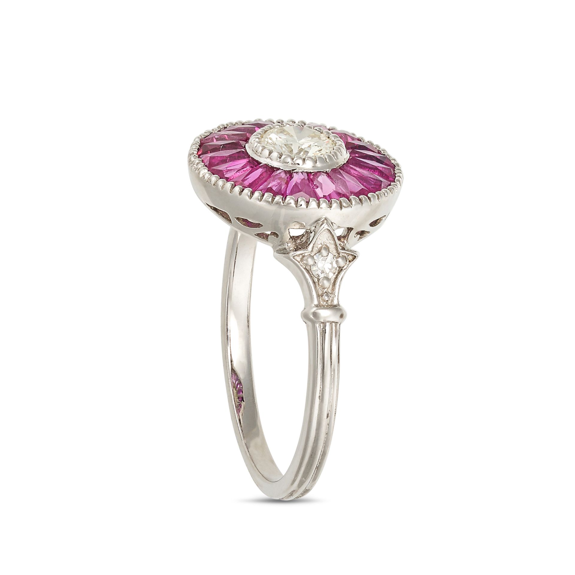 A RUBY AND DIAMOND TARGET RING set with a round brilliant cut diamond of approximately 0.23 carat... - Image 2 of 2