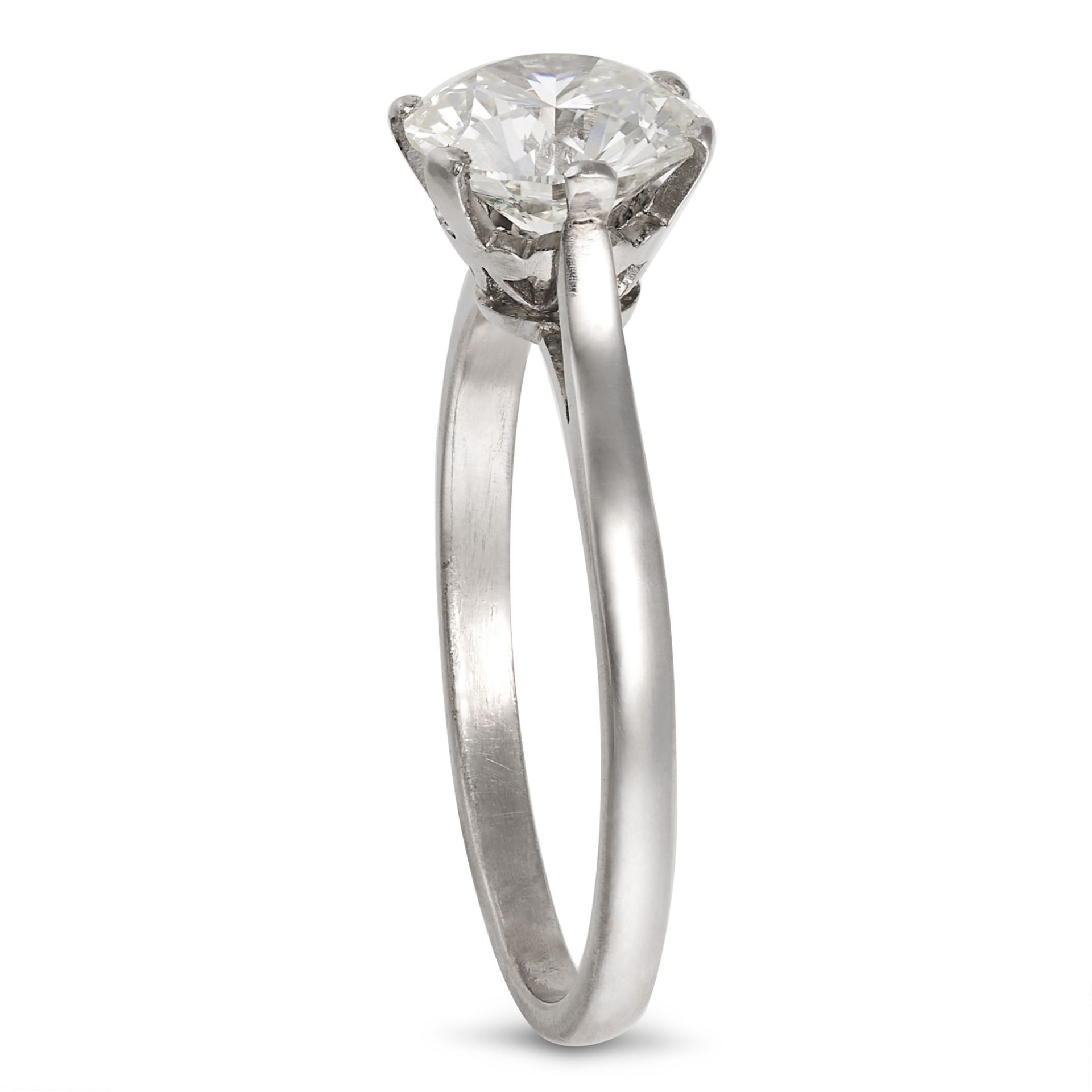 A SOLITAIRE DIAMOND RING in platinum, set with a round brilliant cut diamond of 1.23 carats, stam... - Image 2 of 2