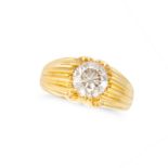 A DIAMOND GYPSY RING in 18ct yellow gold, set with a round brilliant cut diamond of 2.61 carats, ...