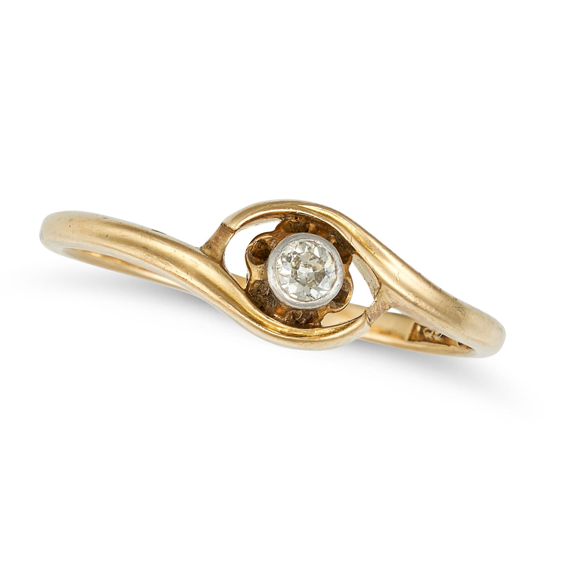 A VINTAGE SOLITAIRE DIAMOND RING in 18ct yellow gold, set with an old cut diamond, stamped 18CT, ...