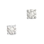 A PAIR OF DIAMOND STUD EARRINGS in 18ct white gold, each set with a round brilliant cut diamond, ...