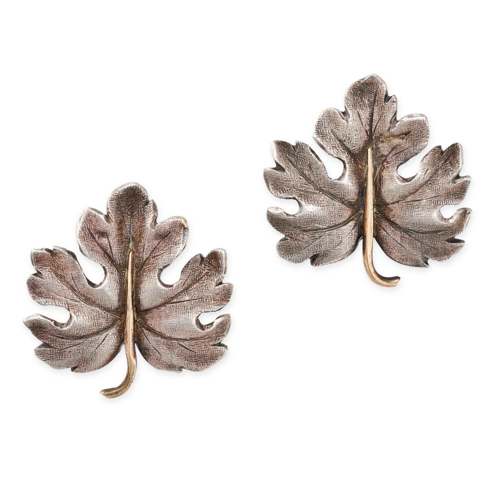 NO RESERVE - A PAIR OF MAPLE LEAF EARRINGS in silver, each designed as a maple leaf, no assay mar...