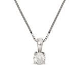 A SOLITAIRE DIAMOND PENDANT AND CHAIN the pendant set with a round brilliant of approximately 0.4...