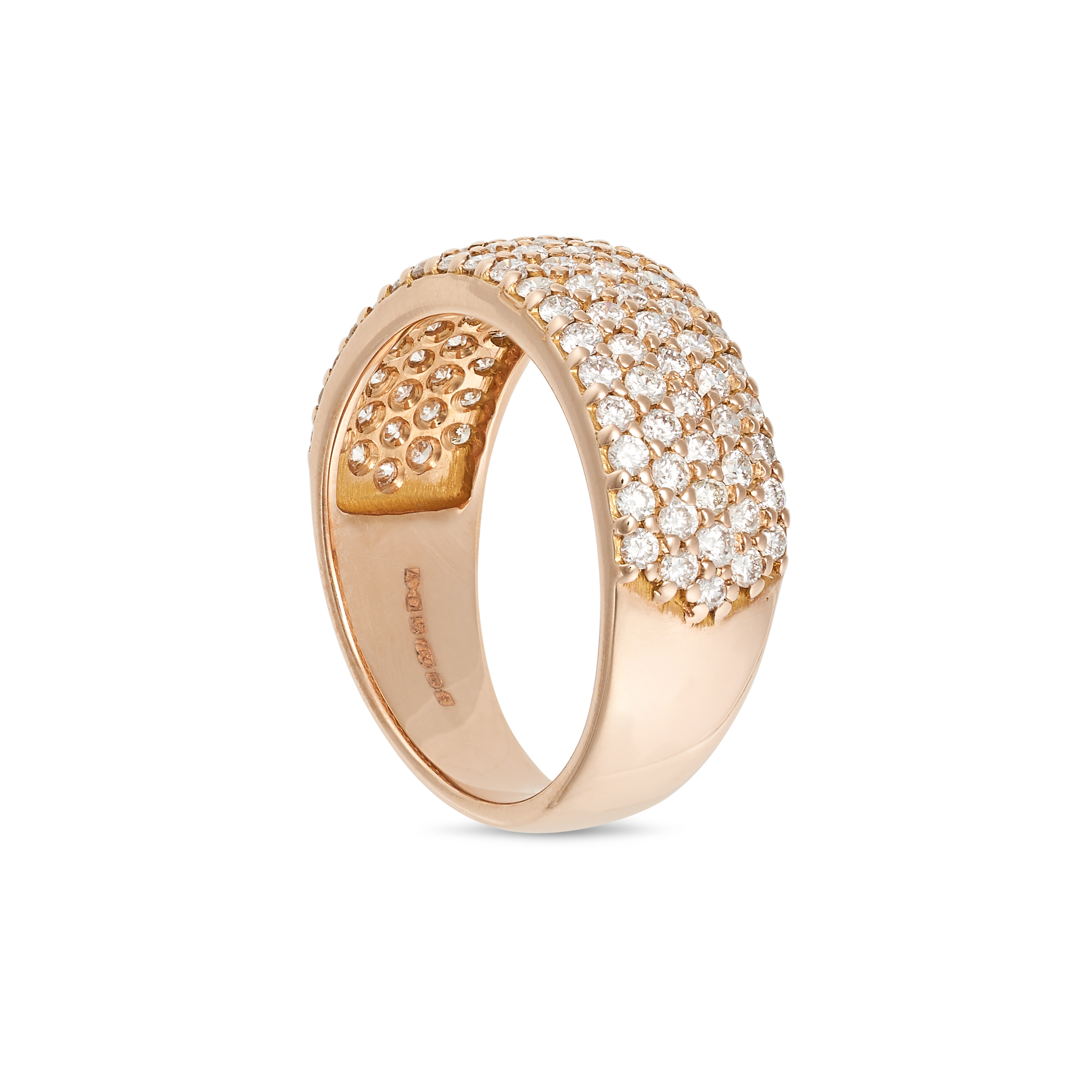 A DIAMOND DRESS RING in 18ct rose gold, the band pave set with rows of round brilliant cut diamon... - Image 2 of 2