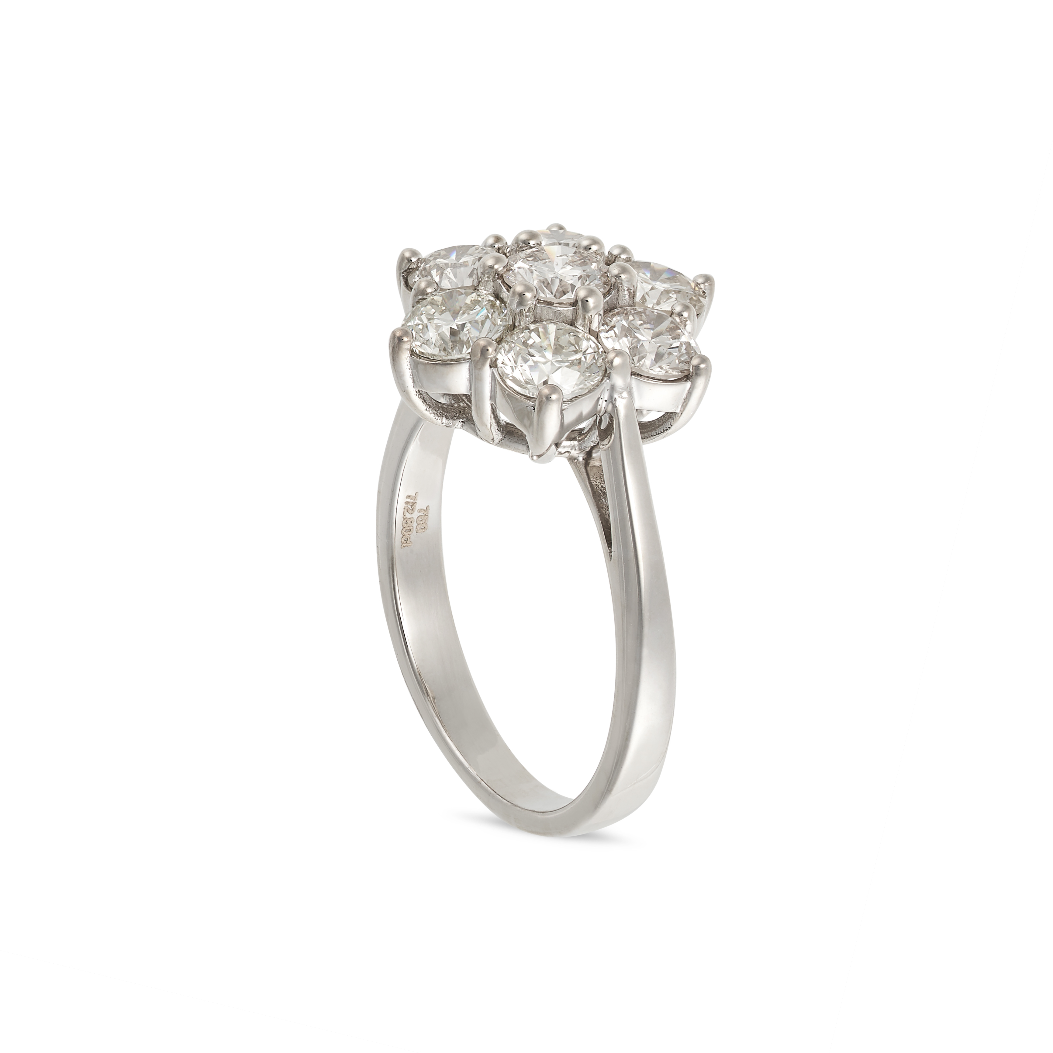 A DIAMOND CLUSTER RING in 18ct white gold, set with a cluster of round brilliant cut diamonds all... - Image 2 of 2