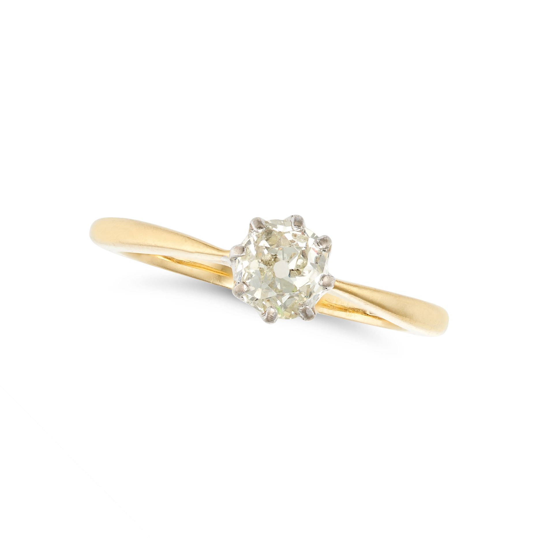 NO RESERVE - A SOLITAIRE DIAMOND RING in 18ct yellow gold, set with an old cut diamond of approxi...