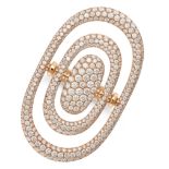 A DIAMOND SWIVEL RING in 18ct rose gold, with an articulated oval plaque pave set with round bril...