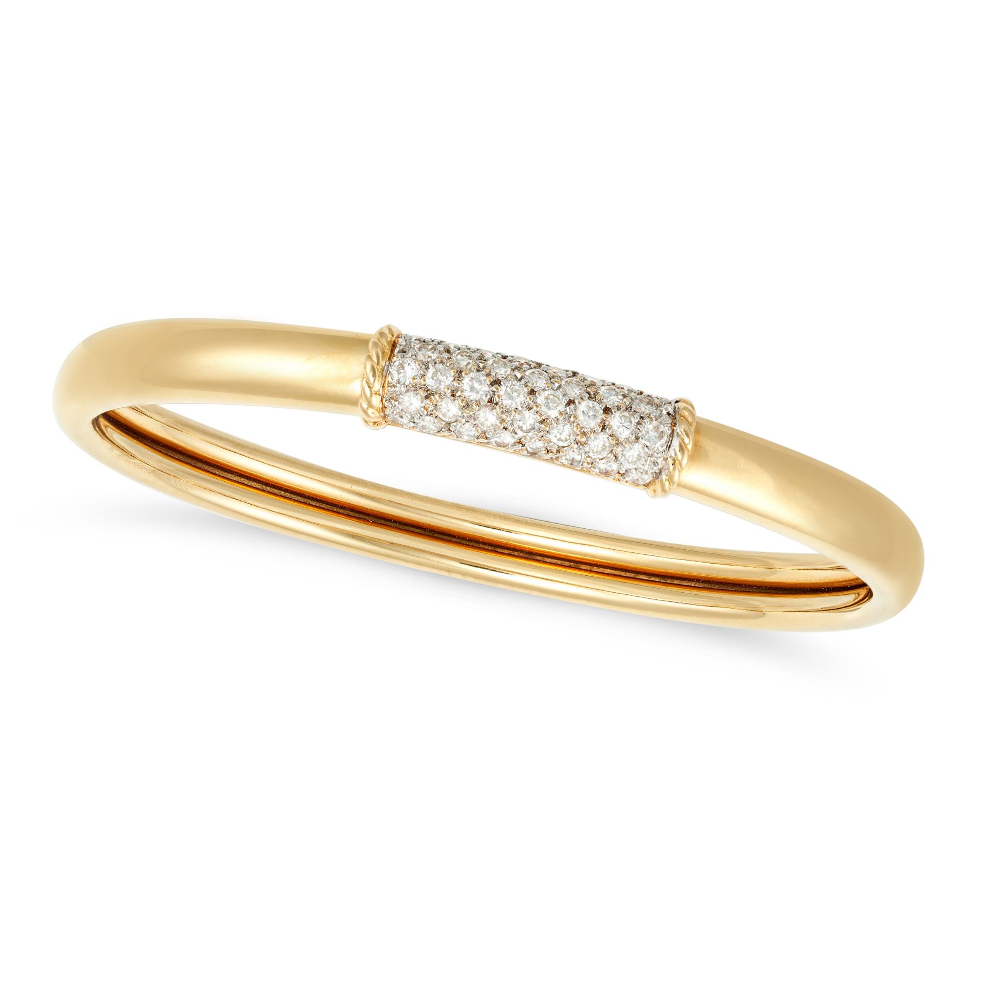 VAN CLEEF & ARPELS, A VINTAGE DIAMOND PHILIPPINES BANGLE in 18ct yellow gold, the central section...