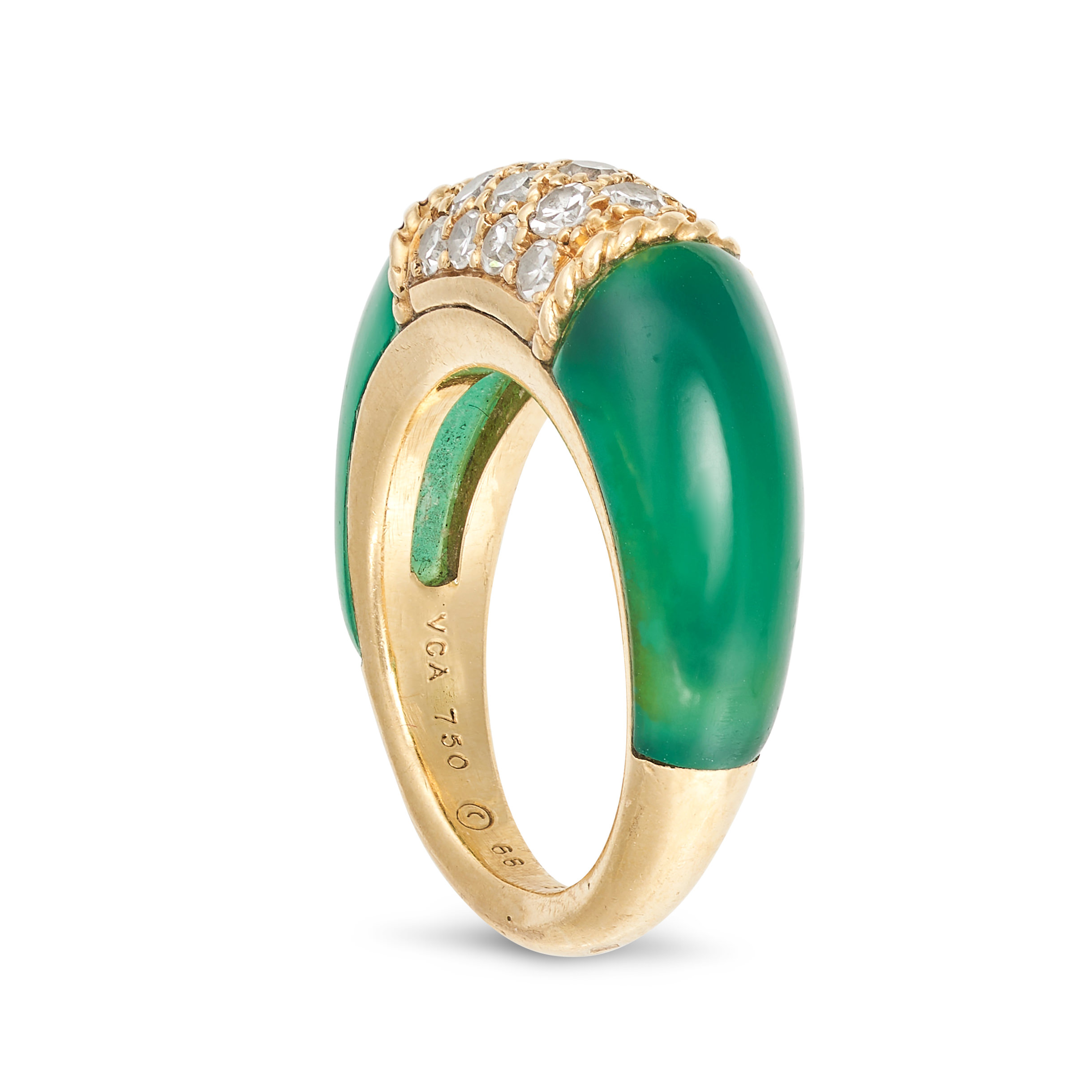 VAN CLEEF AND ARPELS, A VINTAGE CHRYSOPRASE AND DIAMOND PHILIPPINES RING in 18ct yellow gold, set... - Image 2 of 2