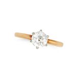 TIFFANY & CO., A VINTAGE SOLITAIRE DIAMOND RING in 18ct yellow gold, set with an old cut diamond ...