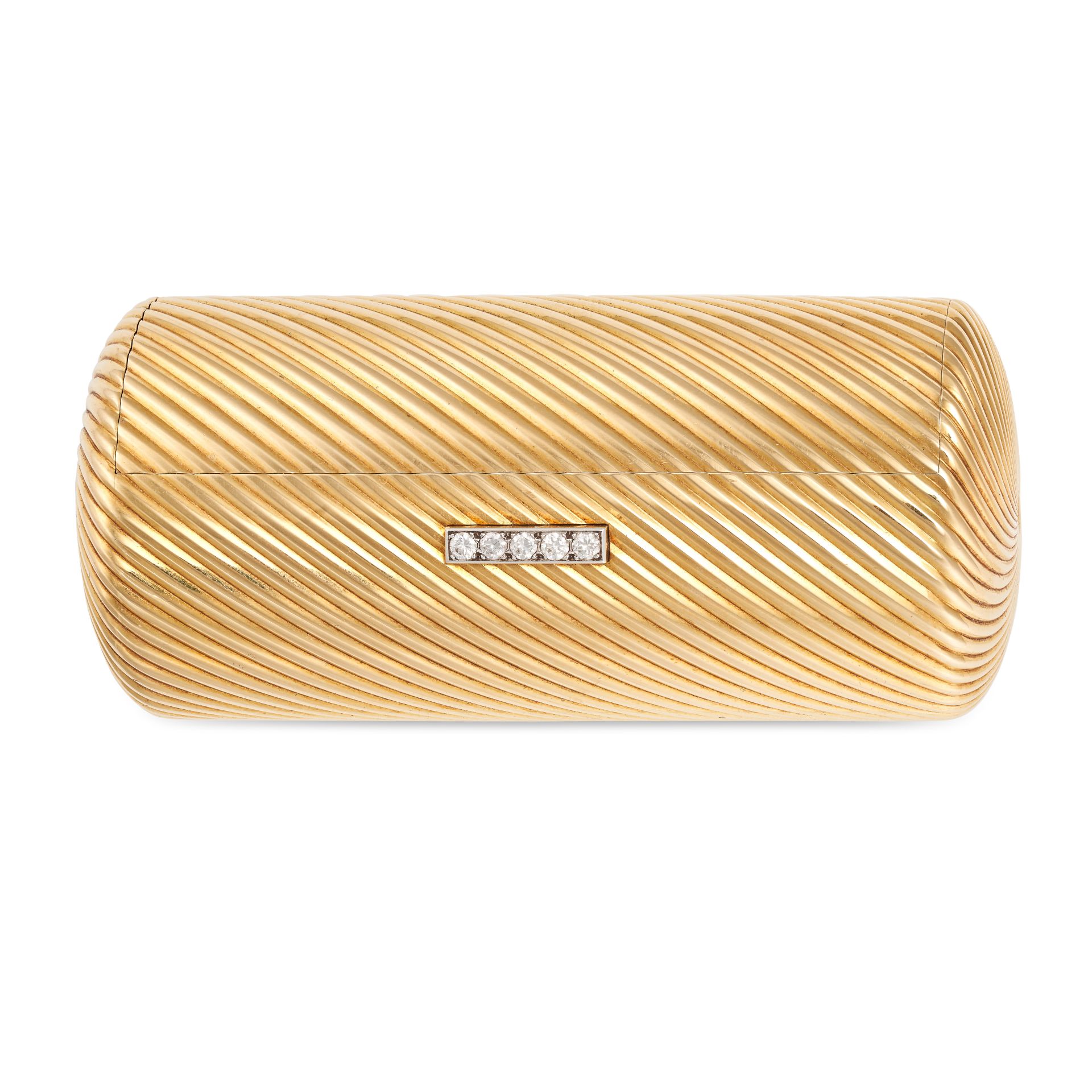 CARTIER, A VINTAGE DIAMOND CIGARETTE CASE, 1954 in 18ct yellow gold, the cylindrical fluted body ... - Image 2 of 2