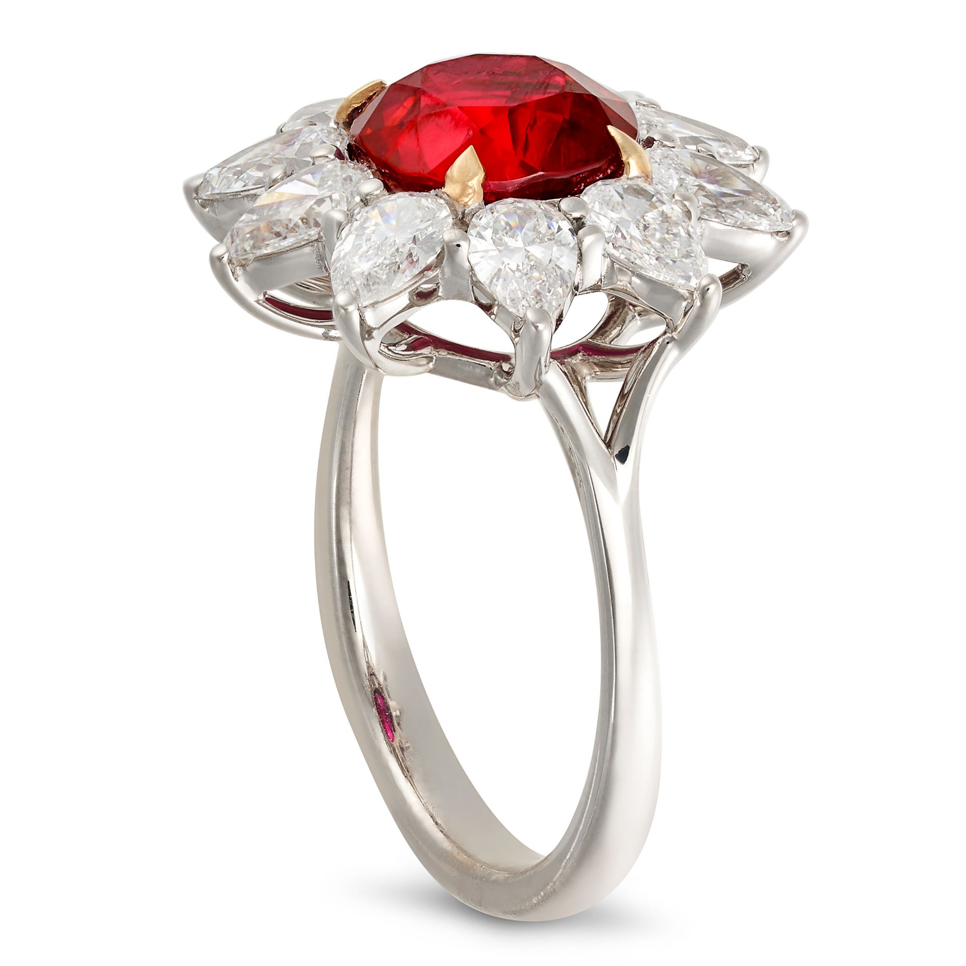 AN IMPORTANT PIGEON'S BLOOD BURMA NO HEAT RUBY AND DIAMOND CLUSTER RING in 18ct white gold, set w... - Image 2 of 2