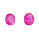A PAIR OF UNMOUNTED RUBIES oval cut, 1.96 carats.