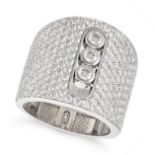 MESSIKA, A DIAMOND MOVE RING in 18ct white gold, set with three moveable round brilliant cut diam...