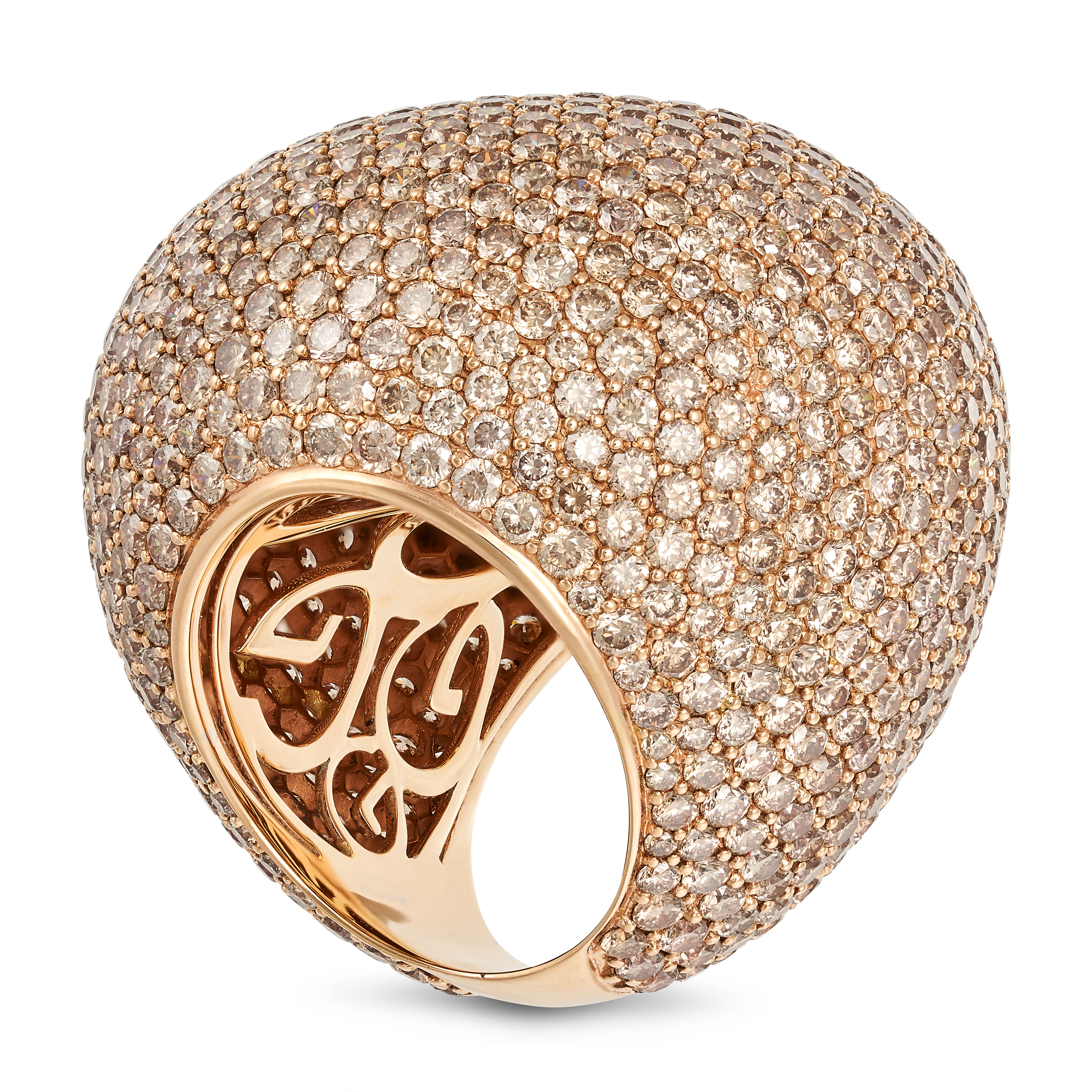 A DIAMOND BOMBE DRESS RING in 18ct yellow gold, set throughout with round brilliant cut brown dia... - Image 2 of 2