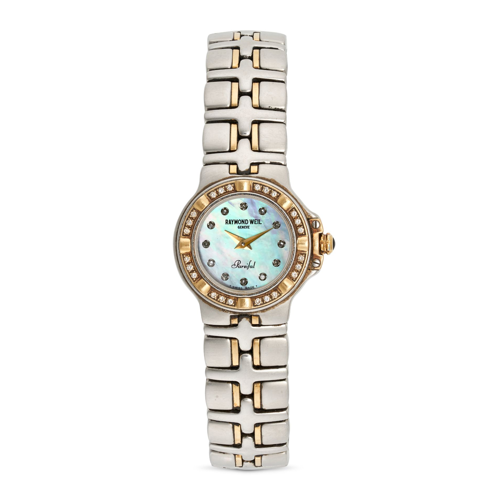 RAYMOND WEIL, A DIAMOND AND MOTHER OF PEARL PARSIFAL WRISTWATCH in stainless steel, mother of pea...