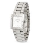 CHRISTIAN DIOR, A DIAMOND WRISTWATCH in stainless steel, the square dial with a satin finish, the...