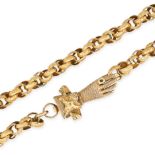 AN ANTIQUE GEORGIAN FANCY LINK CHAIN NECKLACE in yellow gold, the chain formed of interlocking fa...
