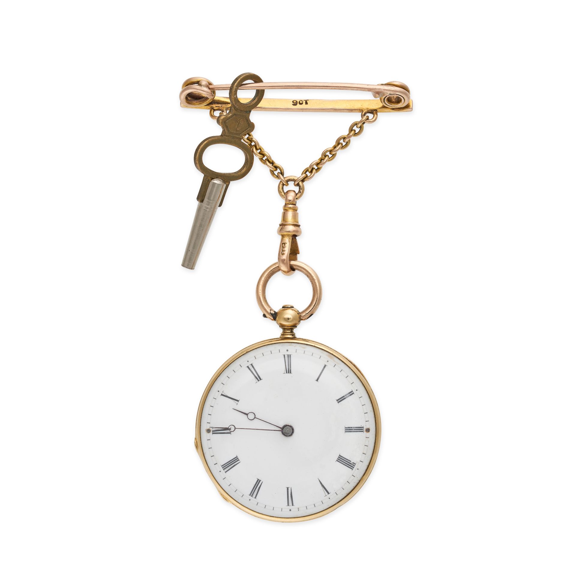 LE ROY & FILS, AN ANTIQUE DIAMOND AND ENAMEL POCKET WATCH in yellow gold, the circular white dial... - Bild 2 aus 2