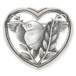 ARNO MALINOWSKI FOR GEORG JENSEN, A VINTAGE ROBIN BROOCH in silver, design number 239, the openwo...