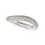 A DIAMOND BAND RING in 18ct white gold, pave set with three rows of round cut diamonds, signed Or...