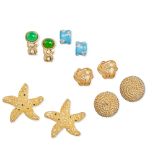 NO RESERVE - AN ASSORTED LOT OF COSTUME CLIP EARRINGS comprising a pair of earrings set with whit...