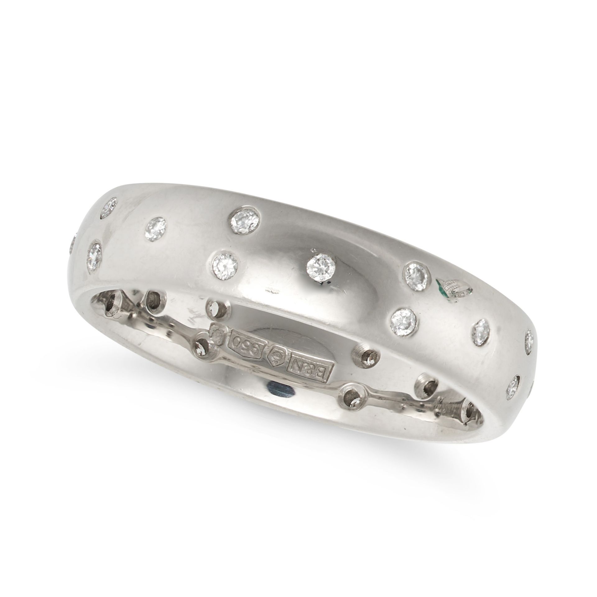 A DIAMOND BAND RING in platinum, set with round brilliant cut diamonds, B&N maker's mark, partial... - Image 2 of 2