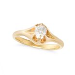 AN ANTIQUE DIAMOND BELCHER RING in yellow gold, set with an old cut diamond, no assay marks, size...