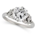 AN ART DECO 1.91 CARAT SOLITAIRE DIAMOND RING in platinum, set with an old European cut diamond o...