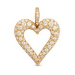 BOUCHERON, A DIAMOND HEART PENDANT in 18ct yellow gold, designed as an openwork heart pave set wi...
