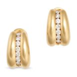 NO RESERVE - A PAIR OF VINTAGE DIAMOND HOOP EARRINGS in 18ct yellow gold, each designed as a tape...