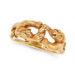 CARRERA Y CARRERA, A PANTHER RING in 18ct yellow gold, the open band designed as two interlocking...