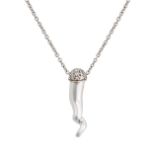 VIRGINIA CAPRI, A DIAMOND HORN PENDANT NECKLACE in 18ct white gold, the pendant designed as a hor...