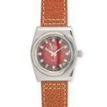 ZENITH, A DEFY AUTOMATIC GENTLEMAN'S WRISTWATCH, 1970’S in stainless steel, the red gradient dial...