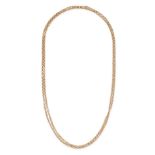 AN ANTIQUE FRENCH GOLD CHAIN NECKLACE in 18ct yellow gold, comprising a row of interlocking textu...