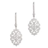 MESSIKA, A PAIR OF DIAMOND DROP SULTANE EARRINGS in 18ct white gold, comprising a row of round br...