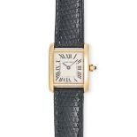 CARTIER, A VINTAGE TANK FRANCAISE WRISTWATCH model ref 2385, in 18ct yellow gold, cream dial with...