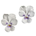 JAR, A PAIR OF ALUMINUM AND ENAMEL PANSY CLIP EARRINGS in aluminum and 18ct yellow gold, each des...