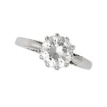 A SOLITAIRE DIAMOND RING in 18ct white gold, set with a round brilliant cut diamond of 1.29 carat...