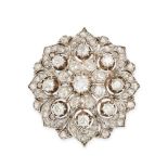 A FINE ANTIQUE DIAMOND FLOWER BROOCH, LATE 19TH CENTURY in yellow gold and silver, designed as a ...