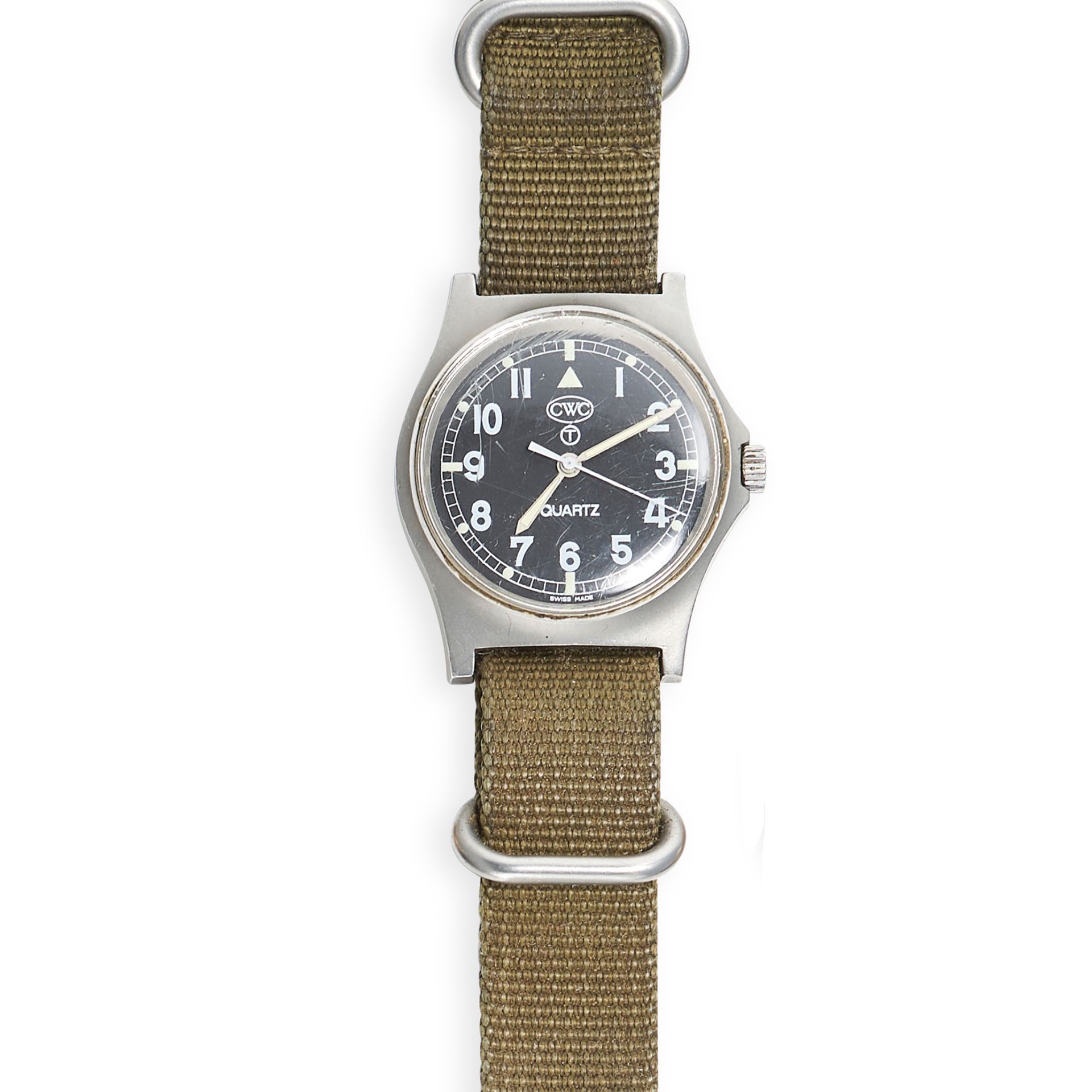 CWC, A CABOT WATCH COMPANY G10 MILITARY WRISTWATCH stainless steel, the circular tritium dial wit...