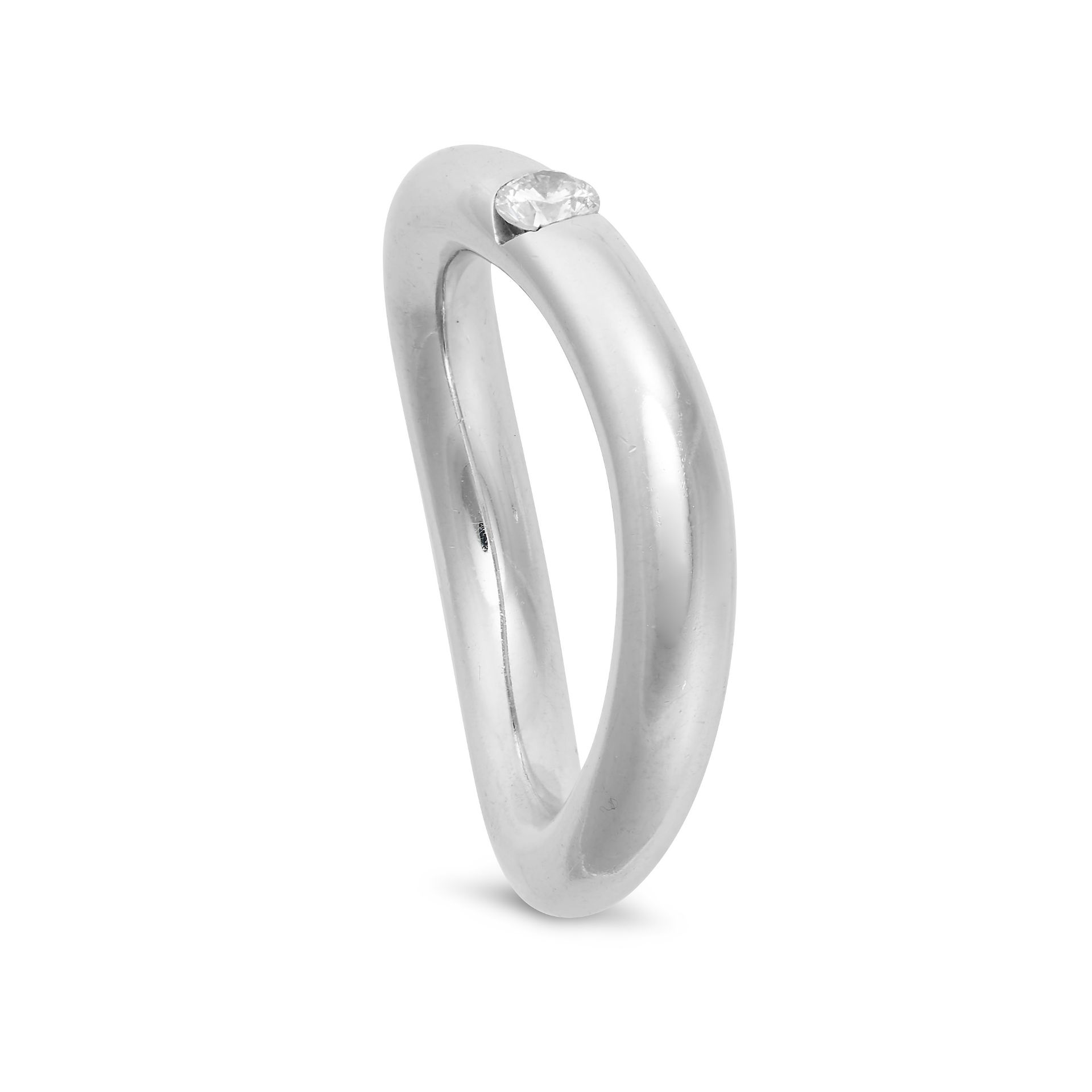 A DIAMOND BAND RING in 18ct white gold, the stylised band set with a round brilliant cut diamond,... - Image 2 of 2