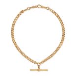 AN ANTIQUE ALBERT CHAIN NECKLACE in 15ct yellow gold, comprising a curb chain each with dog clip ...