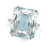AN AQUAMARINE RING in 14ct white gold, set with an octagonal mixed cut aquamarine of approximatel...