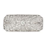 AN ART DECO DIAMOND BROOCH the openwork brooch set with a central old European cut diamond of app...