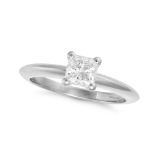TIFFANY & CO, A SOLITAIRE DIAMOND ENGAGEMENT RING in platinum, set with a princess cut diamond of...