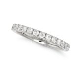 NO RESERVE - A DIAMOND HALF ETERNITY RING in platinum, the band half set with a row of round bril...